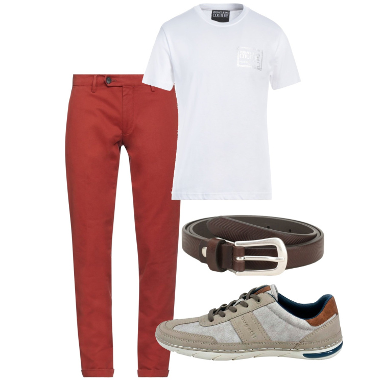 Outfit uomo - Luglio. Stile Casual per Tutti i giorni. Abbinamento con pantaloni, t-shirt, cinture, sneakers.