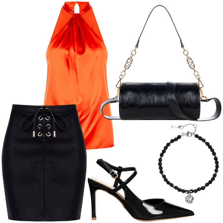 Outfit donna - Rinascimento - Saldi estivi. Stile Chic per Serata fuori. Abbinamento con gonne, top, décolleté, borse a mano, braccialetti.