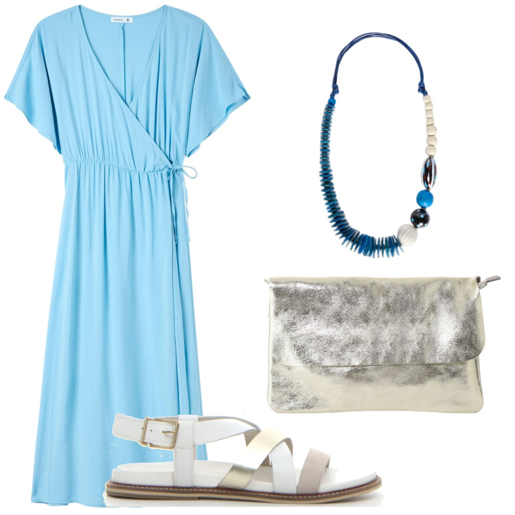 Outfit donna - I sandali in città - @susystyle. Stile Minimal per Ufficio. Abbinamento con vestiti lunghi, borse a tracolla, collane, sandali.