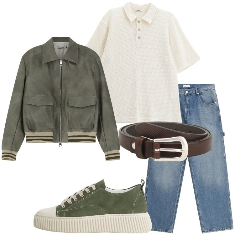 Outfit uomo - Imperial - Summer Sales SS25. Stile Trendy per Serata speciale. Abbinamento con bomber, sneakers, polo, cinture, jeans.