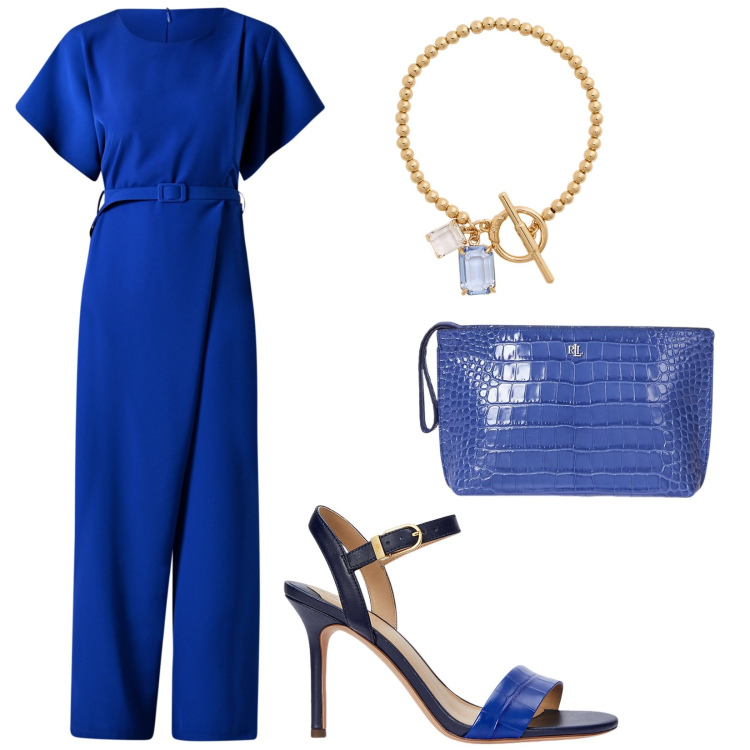 Outfit donna - Rinascimento sales. Stile Chic per Cerimonia. Abbinamento con tute, pochette, braccialetti, sandali in pelle.