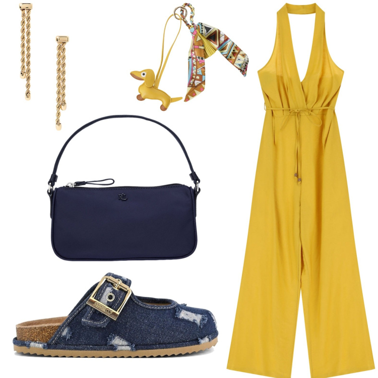 Outfit donna - Dixie - Summer Sale SS25. Stile Glamour per Tutti i giorni. Abbinamento con tute, portachiavi, orecchini, pochette, sabot.