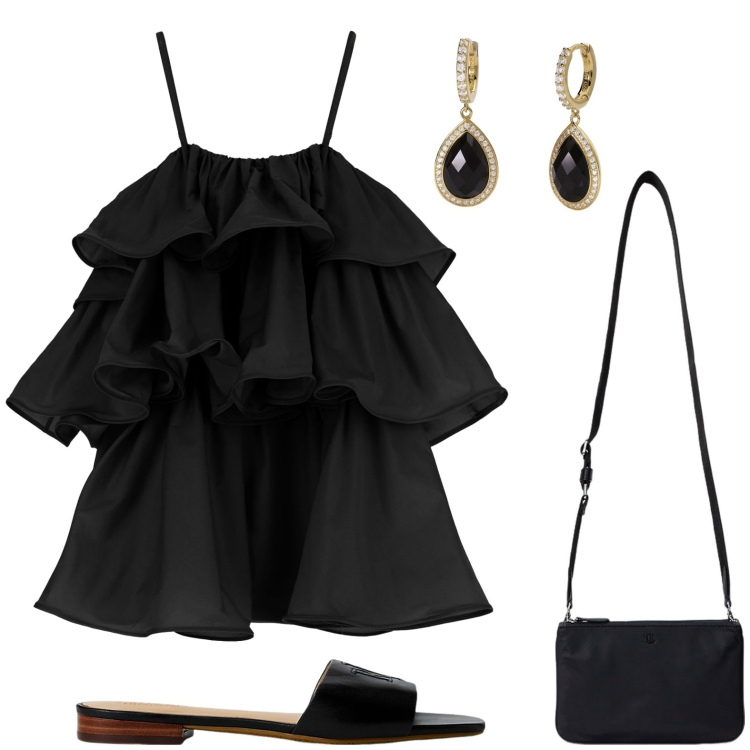 Outfit donna - Imperial - Summer Sale SS25. Stile Chic per Serata fuori. Abbinamento con orecchini, vestiti corti, ciabatte, borse a tracolla.