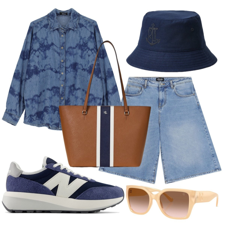 Outfit donna - I bermuda di jeans. Stile Casual chic per Tutti i giorni. Abbinamento con sneakers, bermuda, camicie, borse tote, occhiali da sole, cappelli.