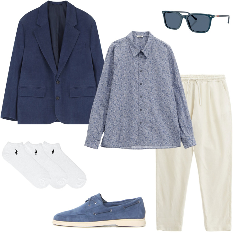 Outfit uomo - Imperial Summer Sales estate. Stile Casual per Ufficio. Abbinamento con giacche, camicie, pantaloni sportivi, calzini, occhiali da sole, scarpe stringate.