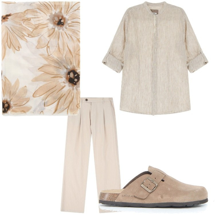 Outfit uomo - Trendy. Stile Trendy per Serata speciale. Abbinamento con pantaloni, camicie, sciarpe e foulard, sandali.