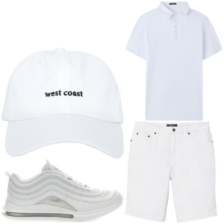 Outfit uomo - Wimbledon. Stile Casual per Sport. Abbinamento con bermuda, cappelli, polo, sneakers.