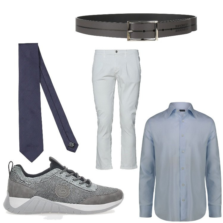 Outfit uomo - Ci vediamo stasera. Stile Business/Elegante per Serata speciale. Abbinamento con cravatte, cinture, pantaloni chino, sneakers, camicie.