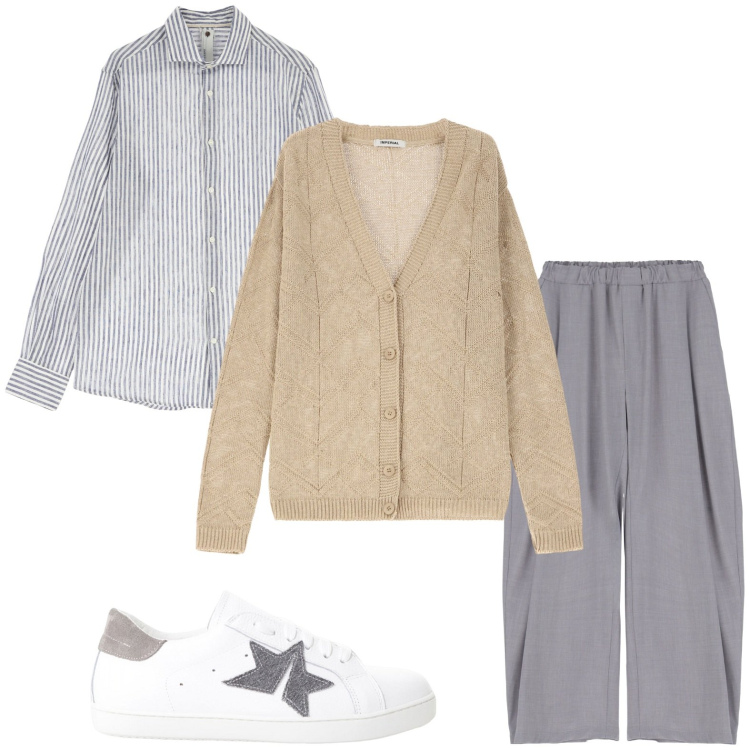Outfit uomo - Imperial - Summer Sales SS25. Stile Trendy per Tutti i giorni. Abbinamento con cardigans, camicie, sneakers, pantaloni.