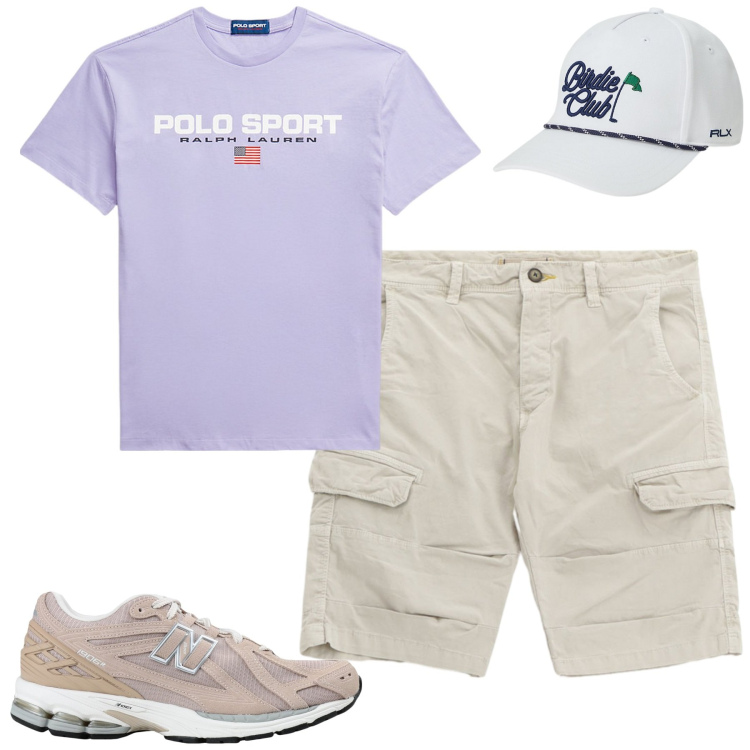 Outfit uomo - Total look #2198684. Stile Casual per Tutti i giorni. Abbinamento con sneakers, bermuda, cappelli, t-shirt.