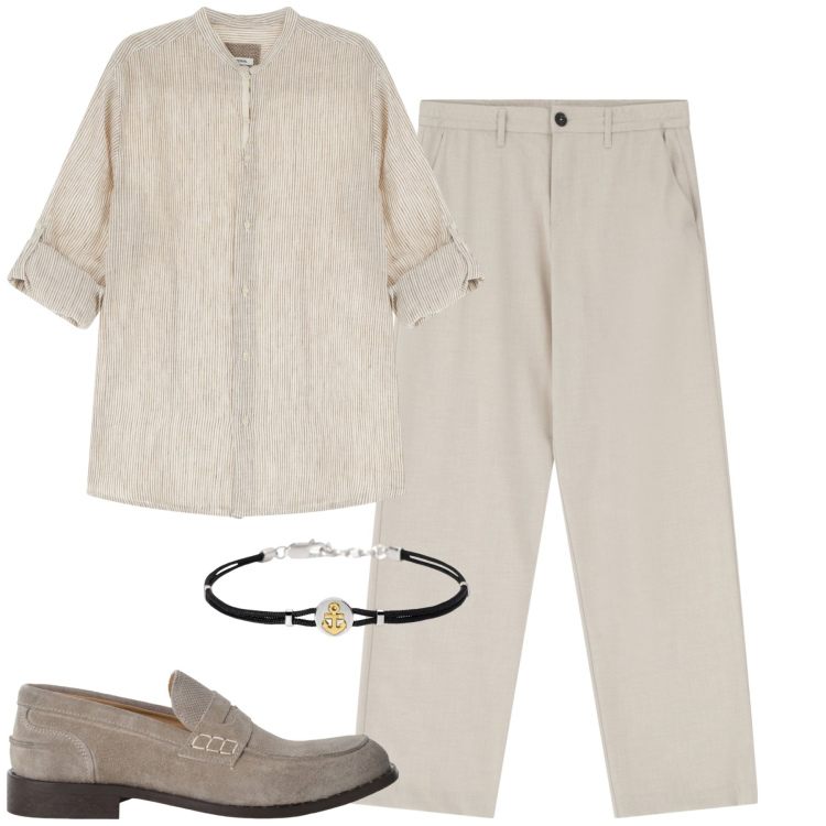 Outfit uomo - Aperitivo. Stile Trendy per Serata speciale. Abbinamento con braccialetti, pantaloni, camicie, scarpe stringate.