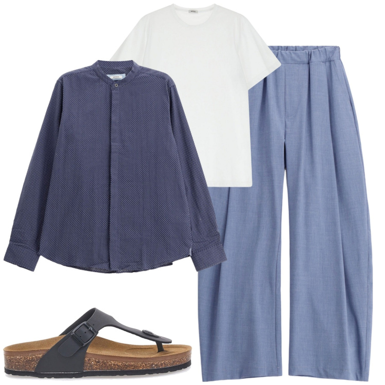 Outfit uomo - Casual con stile. Stile Casual per Tutti i giorni. Abbinamento con pantaloni, t-shirt, camicie, sandali.