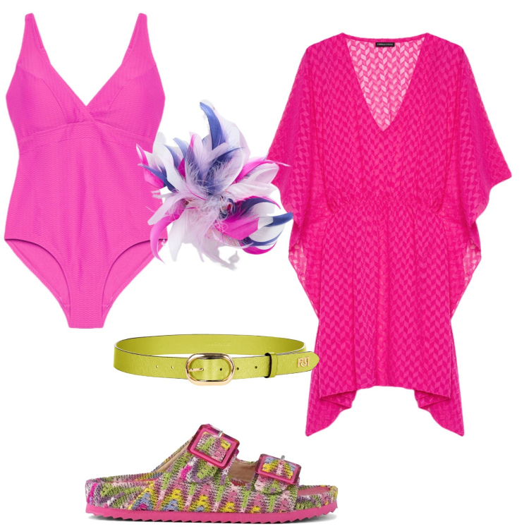Outfit donna - Total look #2198790. Stile Casual per Mare. Abbinamento con cinture, sandali, caftani, costumi interi, accessori per capelli.