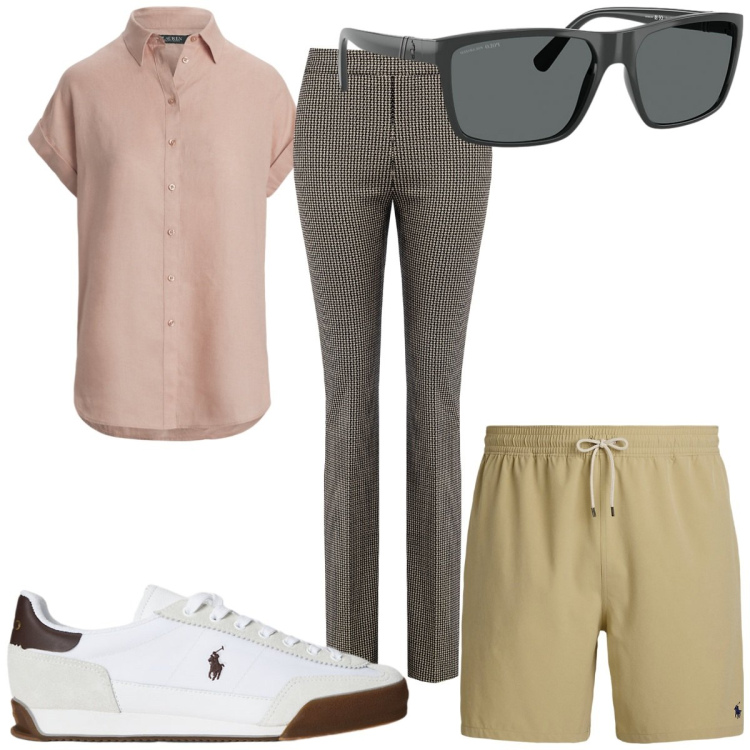 Outfit uomo - Total look #2198867. Stile Trendy per Tutti i giorni. Abbinamento con pantaloni, occhiali da sole, sneakers, camicie a manica corta, costumi.