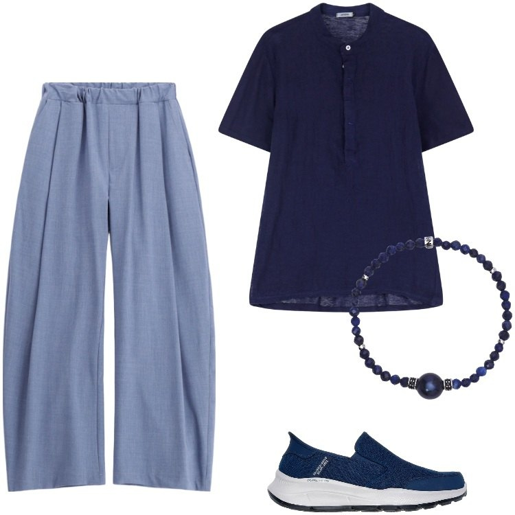 Outfit uomo - Total look #2199022. Stile Trendy per Tutti i giorni. Abbinamento con braccialetti, pantaloni, t-shirt, sneakers.