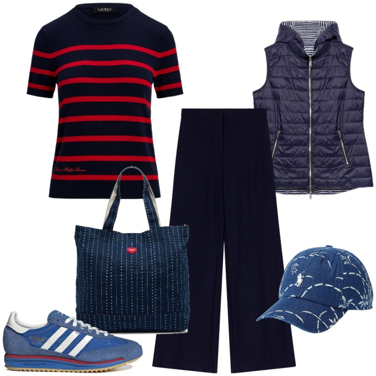 Outfit donna - Sporty chic. Stile Sporty chic per Tutti i giorni. Abbinamento con pantaloni, maglieria, cappelli, piumini, sneakers, borse tote.