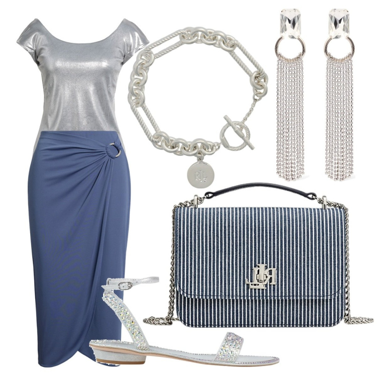 Outfit donna - Seratissima al mate. Stile Trendy per Mare. Abbinamento con sandali in pelle, top, braccialetti, gonne, borse a spalla, orecchini.