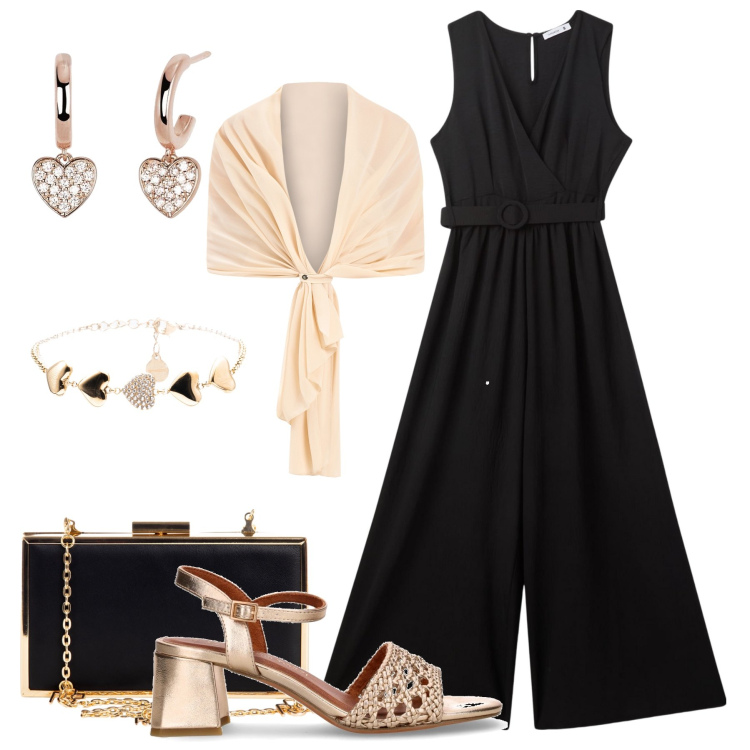 Outfit donna - Jumpsuite di sera - @laurafo. Stile Chic per Serata fuori. Abbinamento con tute, orecchini, pochette, scialli, braccialetti, sandali col tacco.