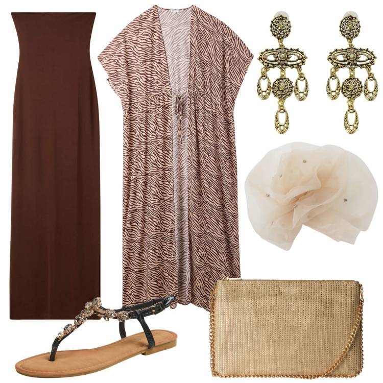 Outfit donna - Viaggio in Turchia. Stile Etnico per Tutti i giorni. Abbinamento con caftani, borse a tracolla, vestiti lunghi, sandali gioiello, foulard, orecchini.