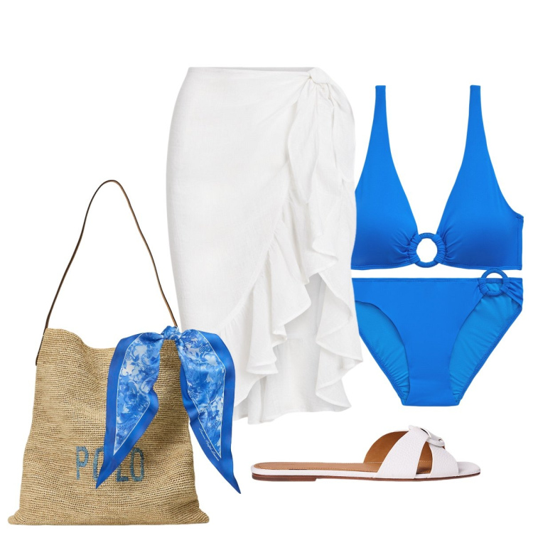 Outfit donna - Il pareo che esalta la femminilità. Stile Glamour per Mare. Abbinamento con sandali in pelle, borse tote, bikini, vestiti da spiaggia, foulard, bikini.