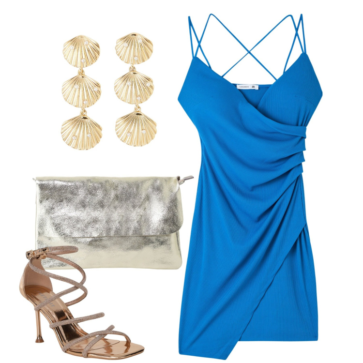 Outfit donna - Cerimonia ad agosto. Stile Chic per Cerimonia. Abbinamento con sandali col tacco, orecchini, vestiti, borse a tracolla.
