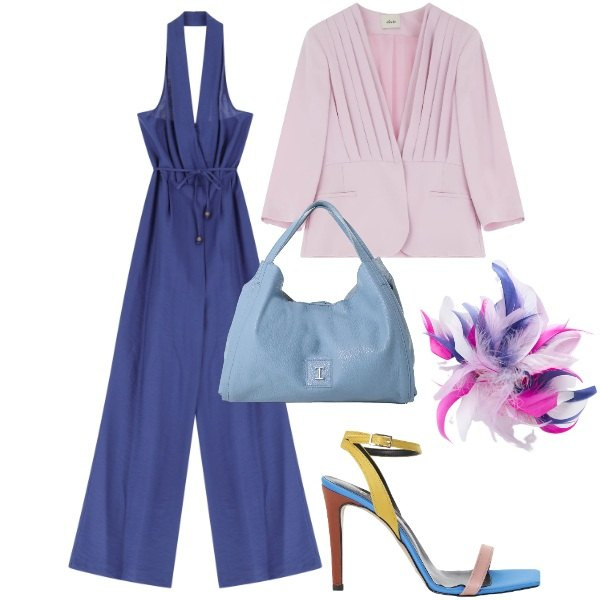Outfit donna - Jumpsuit a luglio. Stile Sexy per Serata fuori. Abbinamento con pochette, sandali col tacco, tute, blazer, accessori per capelli.