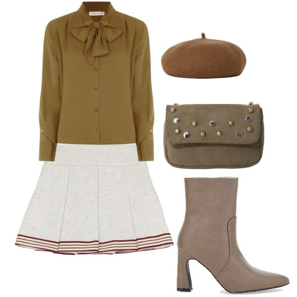 Outfit donna - Acquista adesso indossi a settembre. Stile Preppy per Tutti i giorni. Abbinamento con bluse, minigonne, borse a tracolla, stivaletti, cappelli e berretti.