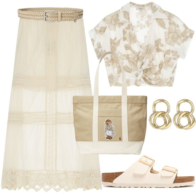 Outfit donna - perfetta per le giornate rilassate. Stile Boho per Tutti i giorni. Abbinamento con gonne lunghe, t-shirt, borse tote, cinture, sandali, orecchini.