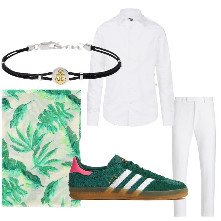 Outfit uomo - Elegantemente. Stile Business/Elegante per Serata speciale. Abbinamento con braccialetti, sciarpe e foulard, pantaloni, camicie, sneakers.