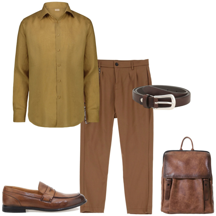 Outfit uomo - Total look #2200181. Stile Trendy per Ufficio. Abbinamento con cinture, borse sportive, pantaloni, scarpe stringate, camicie.