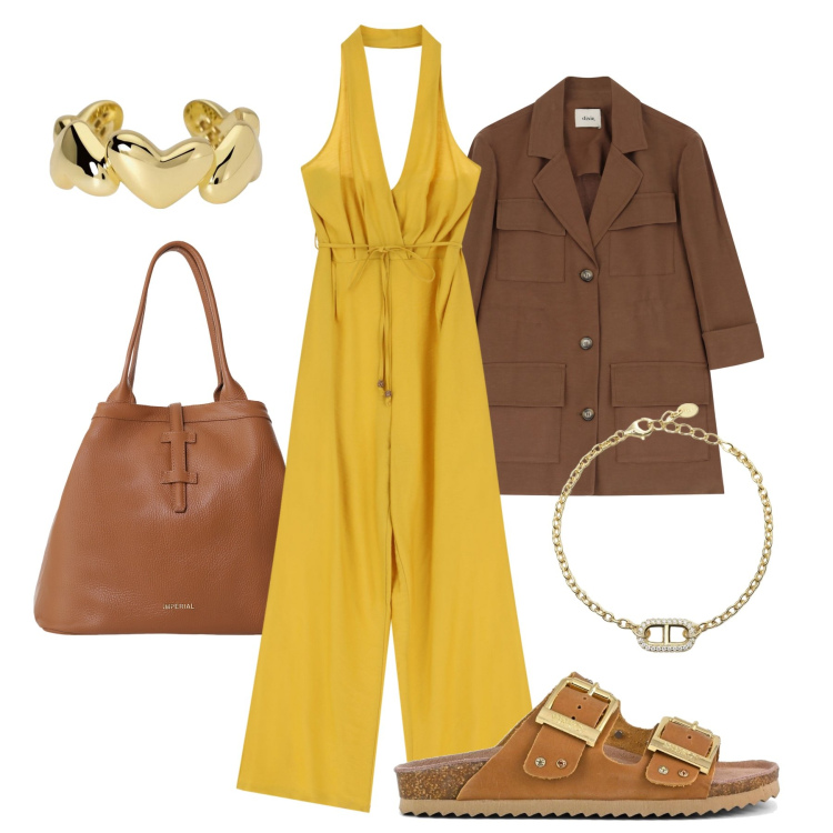 Outfit donna - Jumpsuite luglio in città - @laurafo. Stile Urban per Tutti i giorni. Abbinamento con braccialetti, anelli, borse tote, tute, blazer, sandali.