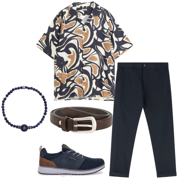 Outfit uomo - Total look #2200305. Stile Trendy per Serata speciale. Abbinamento con braccialetti, pantaloni chino, cinture, camicie a manica corta, sneakers.