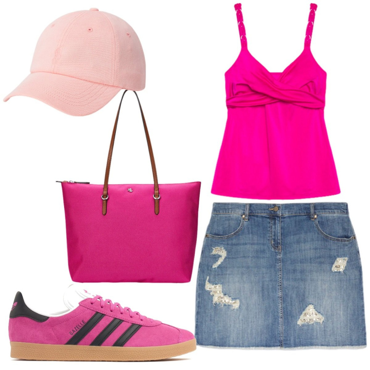Outfit donna - Total look #2200610. Stile Basic per Mare. Abbinamento con borse tote, cappelli, costumi interi, minigonne, sneakers.