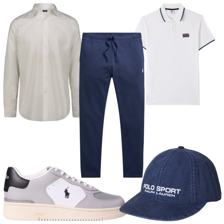 Outfit uomo - Total look #2200627. Stile Trendy per Tutti i giorni. Abbinamento con polo, pantaloni, sneakers, berretti, camicie.