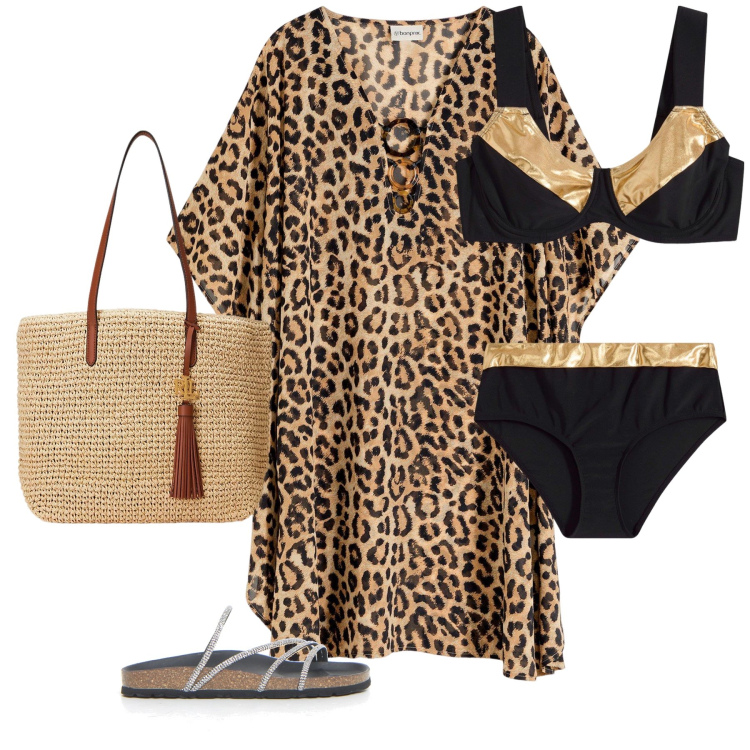Outfit donna - Total look #2200661. Stile Boho per Mare. Abbinamento con vestiti da spiaggia, bikini, borse tote, ciabatte.