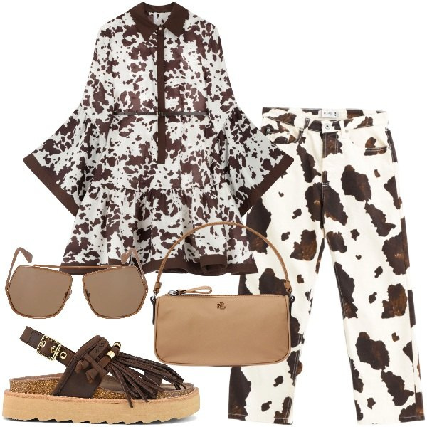 Outfit donna - Sovrapposizioni. Stile Trendy per Tutti i giorni. Abbinamento con pantaloni, vestiti corti, pochette, sandali, occhiali da sole.