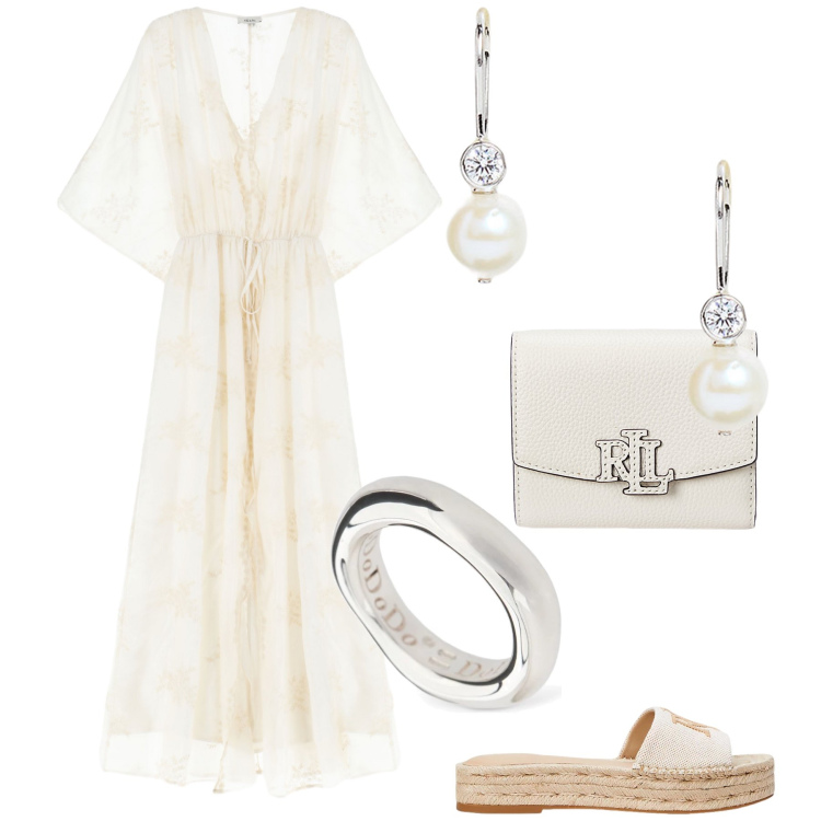 Outfit donna - Sposa boho sulla sabbia. Stile Boho per Cerimonia. Abbinamento con vestiti lunghi, orecchini, espadrillas, portafogli, anelli.