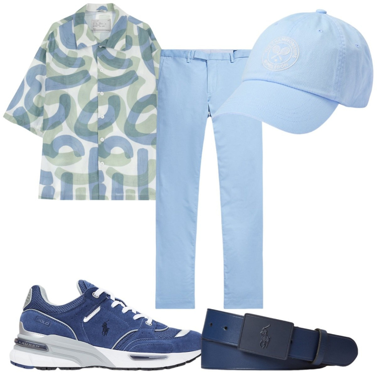 Outfit uomo - Total look #2200838. Stile Trendy per Tutti i giorni. Abbinamento con camicie a manica corta, pantaloni chino, cappelli, cinture, sneakers.