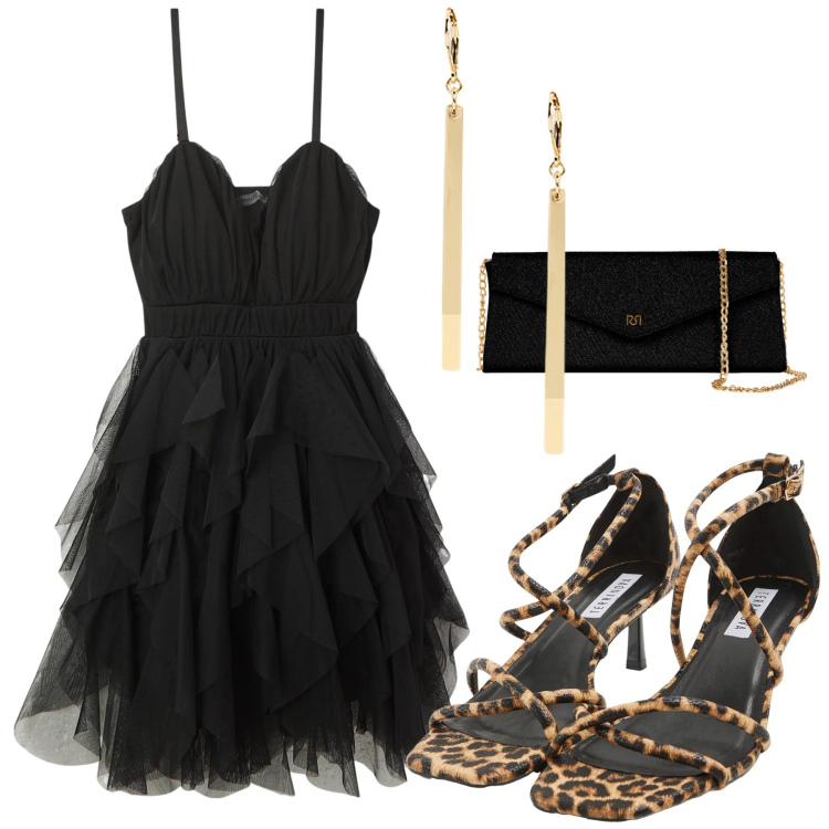 Outfit donna - Spendo poco e faccio un figurone. Stile Sexy per Serata fuori. Abbinamento con vestiti corti, sandali col tacco, pochette, orecchini.
