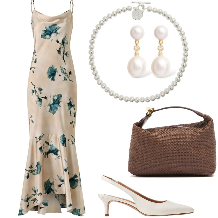 Outfit donna - Opera lirica all\' aperto. Stile Glamour per Serata fuori. Abbinamento con vestiti lunghi, collane, décolleté, orecchini, pochette.