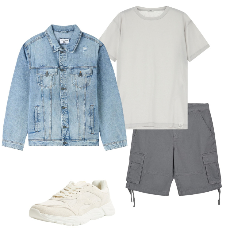 Outfit uomo - Total look #2200921. Stile Casual per Tutti i giorni. Abbinamento con giacche, sneakers, bermuda, t-shirt.