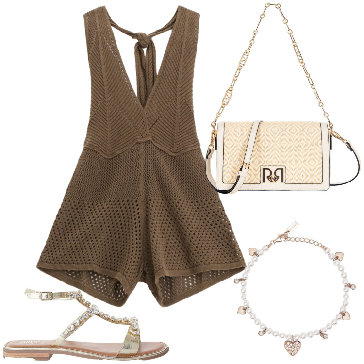 Outfit donna - Freestyle. Stile Casual per Tutti i giorni. Abbinamento con braccialetti, borse a tracolla, tute, sandali.