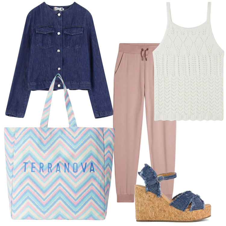 Outfit donna - Il golfino per la mattina presto. Stile Basic per Tutti i giorni. Abbinamento con top, borse tote, blazer, pantaloni, zeppe.