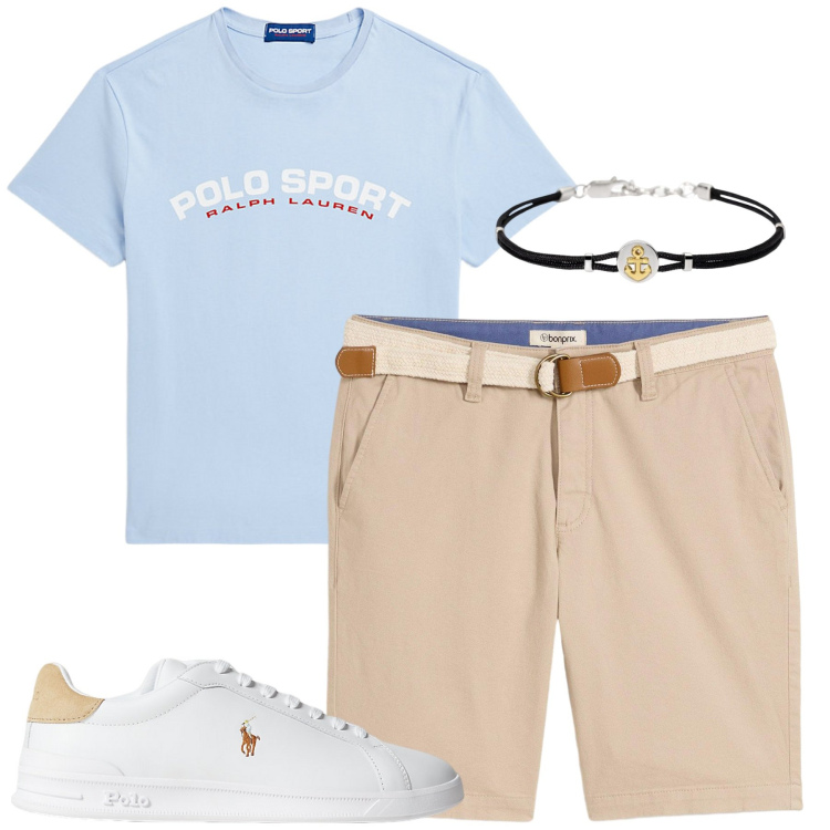 Outfit uomo - I bermuda sartoriali. Stile Urban per Tutti i giorni. Abbinamento con bermuda, braccialetti, sneakers, t-shirt.