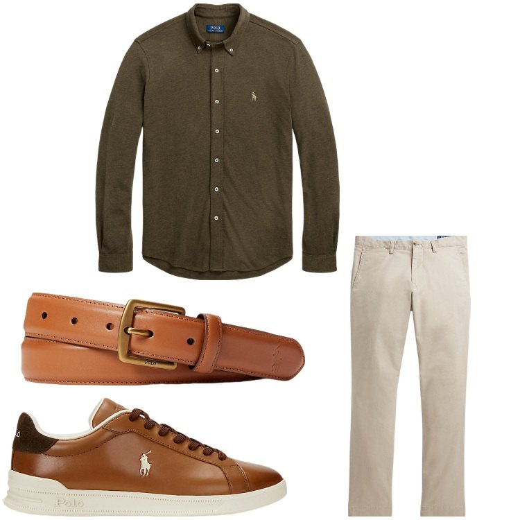 Outfit uomo - Sempre ok. Stile Business/Elegante per Ufficio. Abbinamento con pantaloni, camicie, cinture, sneakers.
