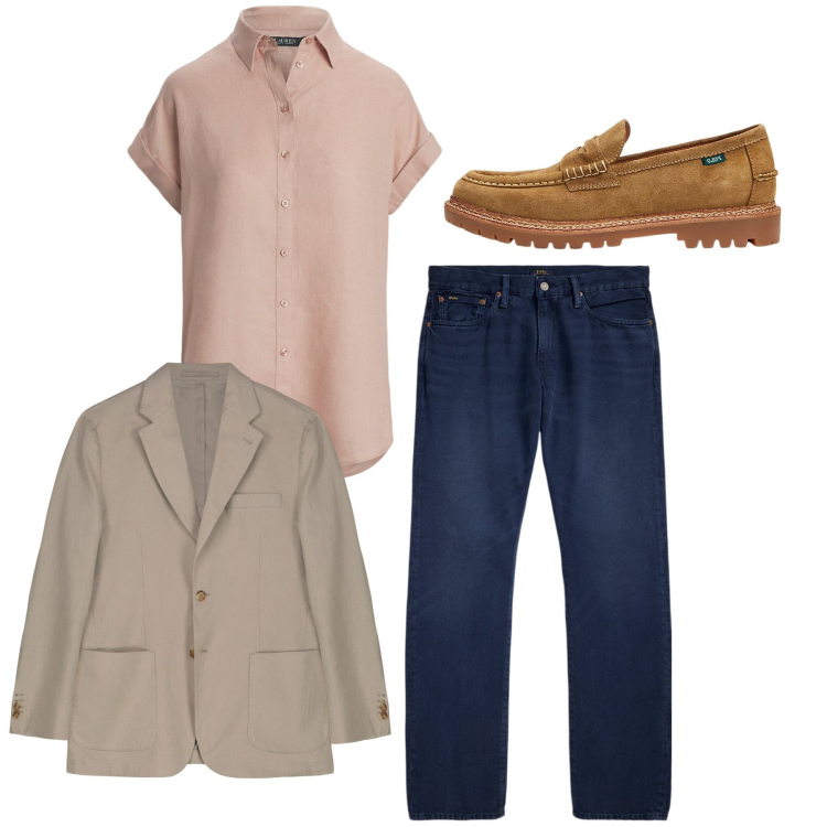 Outfit uomo - Bon ton. Stile Casual per Tutti i giorni. Abbinamento con jeans dritti, camicie a manica corta, scarpe stringate, giacche.