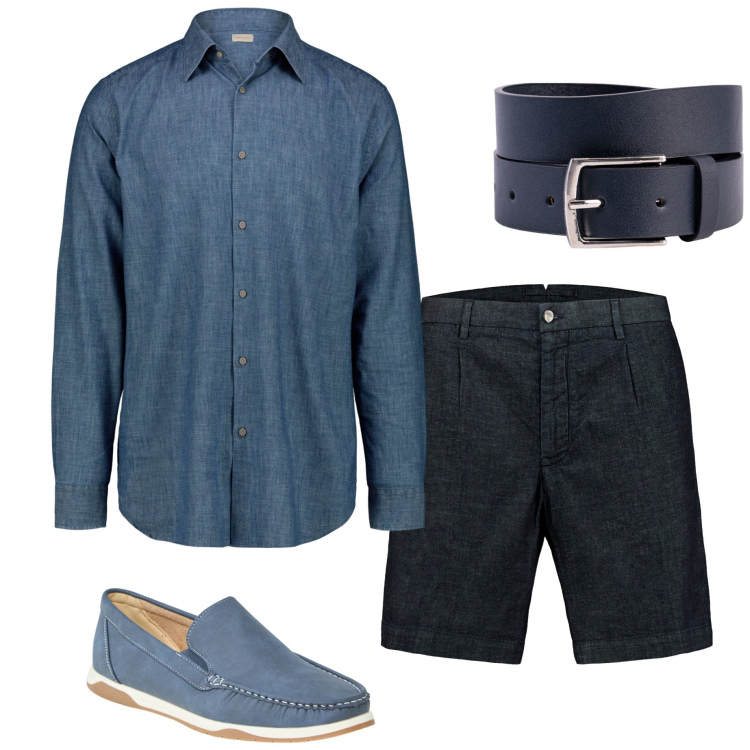 Outfit uomo - In città. Stile Urban per Tutti i giorni. Abbinamento con scarpe stringate, cinture, bermuda, camicie.