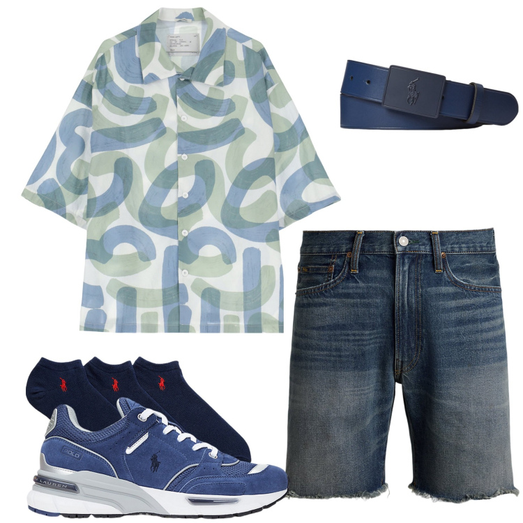 Outfit uomo - Casual style. Stile Casual per Tutti i giorni. Abbinamento con camicie a manica corta, calzini, cinture, sneakers, shorts.