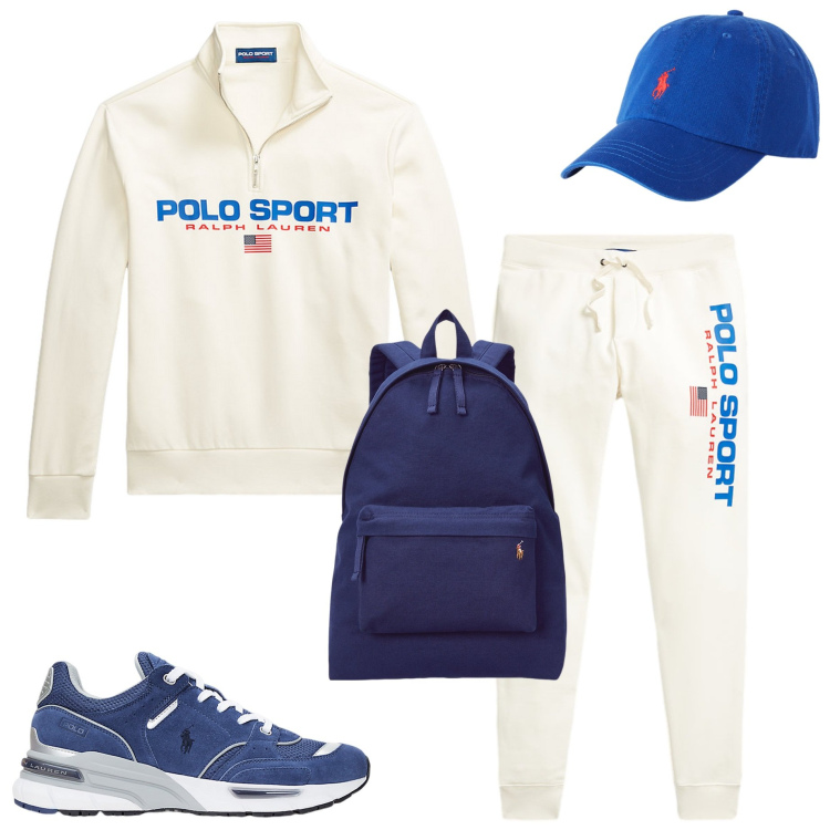 Outfit uomo - In palestra. Stile Casual per Sport. Abbinamento con cappelli, borse sportive, felpe, sneakers, pantaloni.
