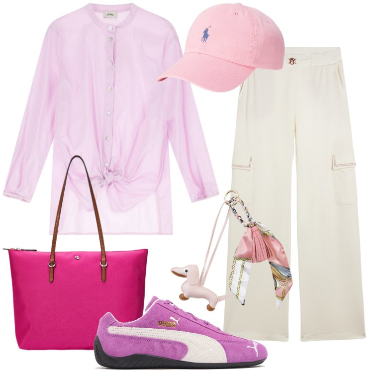 Outfit donna - Urban style. Stile Urban per Tutti i giorni. Abbinamento con pantaloni cargo, camicie, portachiavi, cappelli, borse tote, sneakers.
